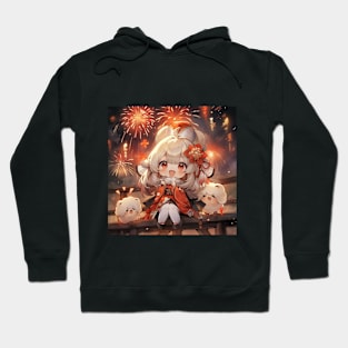 Chibi Girl in firework festival Hoodie